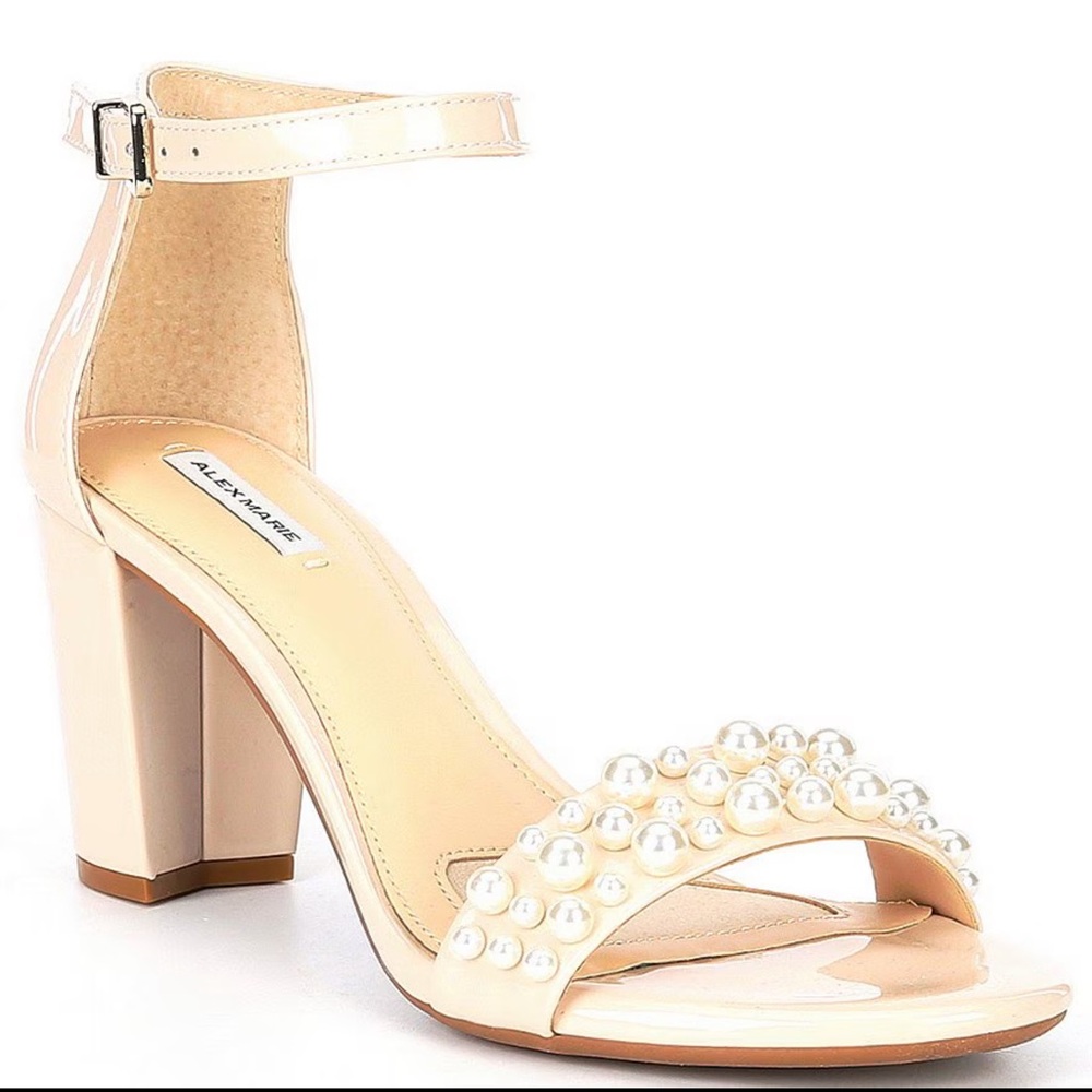 Alex Marie Cream Block Heel Sandals